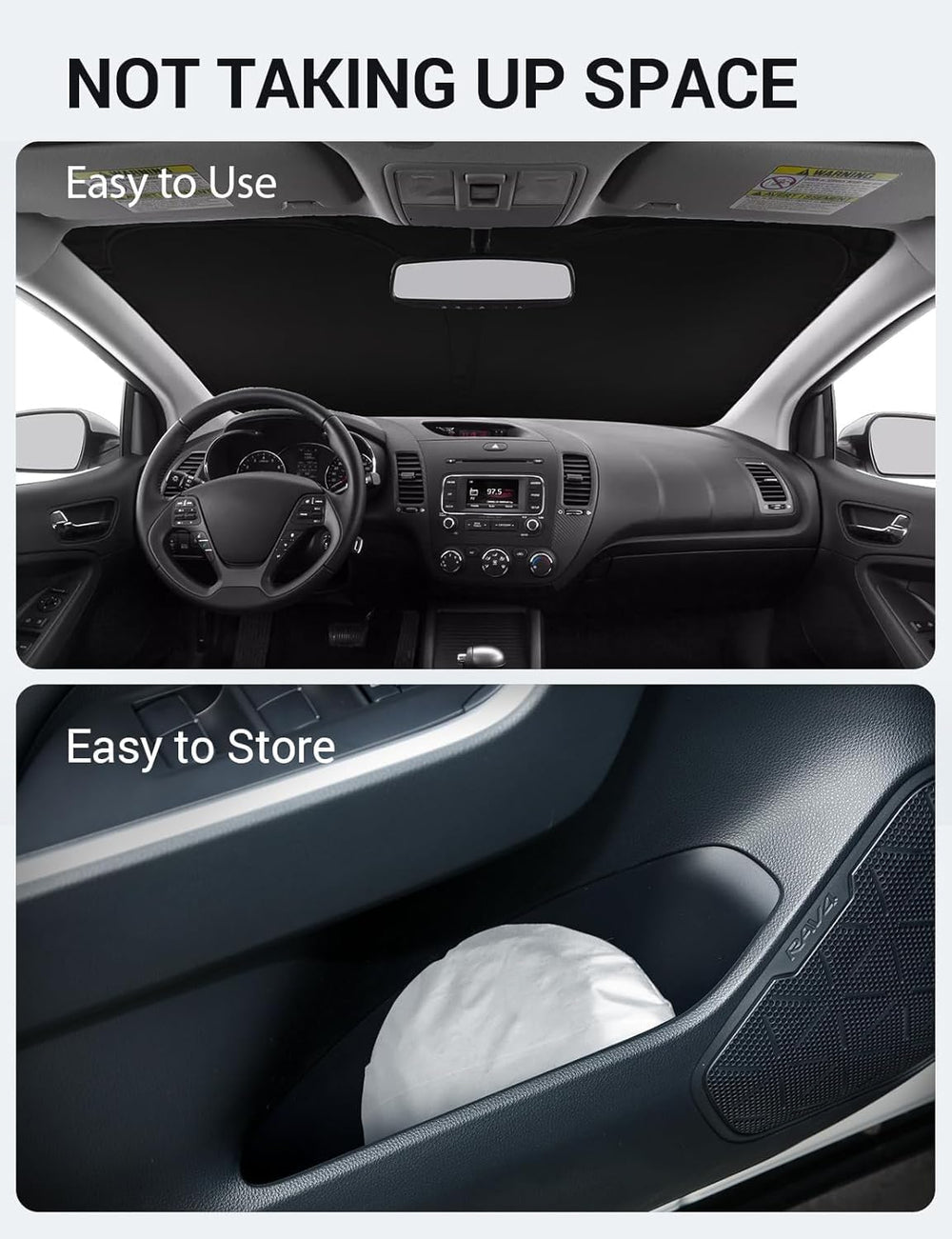 Proadsy 2025 Upgrade Windshield Sun Shade Custom Fit Kia Forte 2014 2015 2016 2017 2018 Front Window Sunshade Protector Foldable Sun Visor Kia Prime Accessories