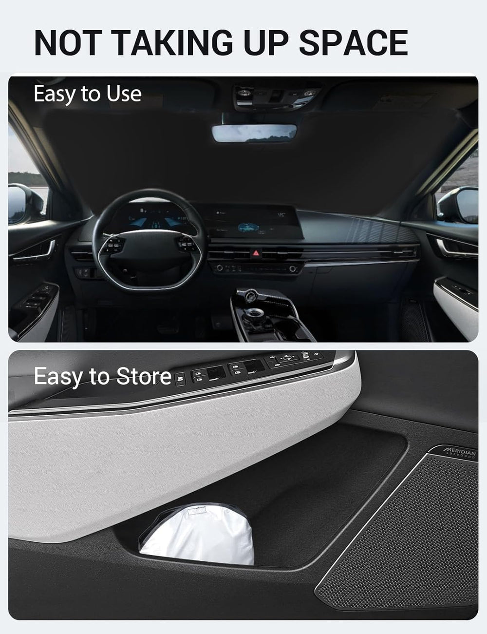 Proadsy for Kia EV6 2023-2024 2025 Windshield Sun Shade 4-Layer Foldable Front Sunshade Protector Sun Visor Blocks UV Rays Keep Car Cooler