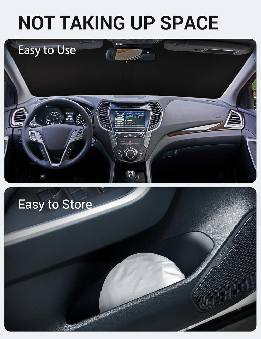 Proadsy 2025 Upgrade Windshield Sun Shade Custom Fit 2013-2018 Hyundai Santa Fe Foldable Front Sunshade Protector Sun Visor Blocks UV Rays Keep Car Cooler