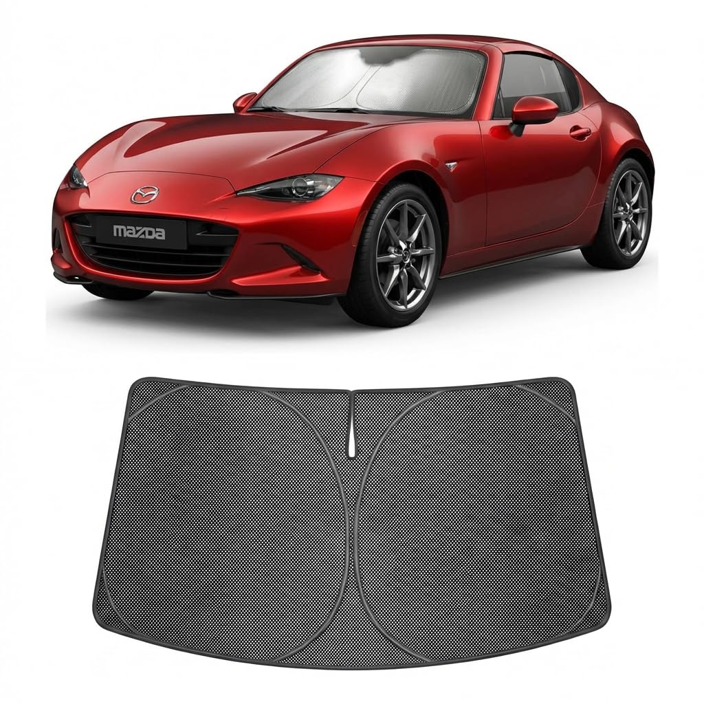 Proadsy Windshield Sun Shade Custom Fit Mazda MX-5 2016-2026 Ice Crystal Black Front Window Sunshade UV and Heat Blocker Foldable Visor Keeps Car Cooler for Summer Parking and Daily Use