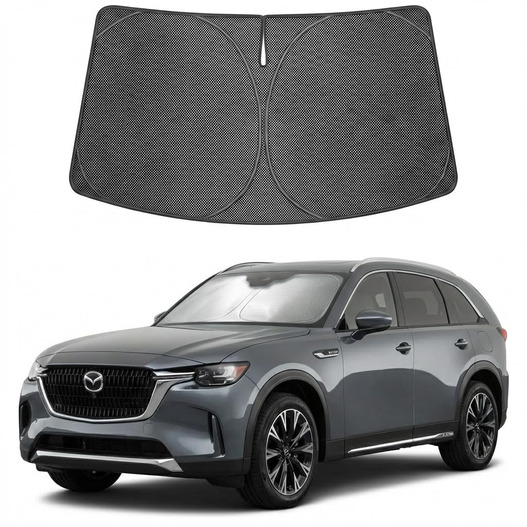Proadsy Windshield Sun Shade Custom Fit Mercedes-Benz S-Class 2015-2026 Ice Crystal Black Front Window Sunshade UV and Heat Blocker Foldable Visor Keeps Car Cooler for Summer Parking and Daily Use