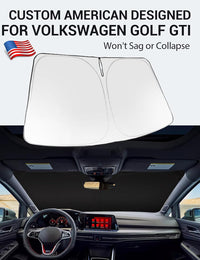 Custom American designed 2022-2026 Volkswagen Golf GTI windshield sunshade, will not sag or collapse