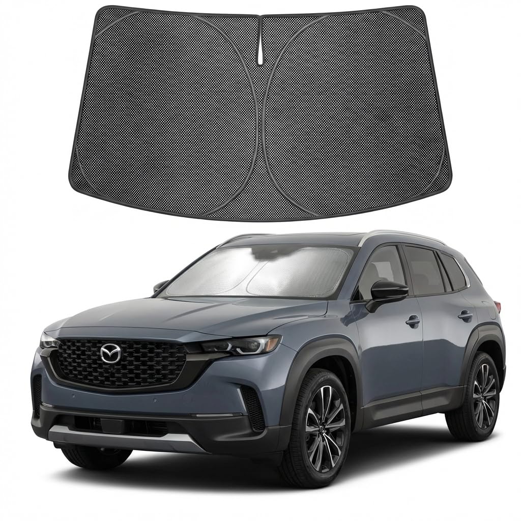 Proadsy Windshield Sun Shade Custom Fit Mazda CX-50 2023-2026 Ice Crystal Black Front Window Sunshade UV and Heat Blocker Foldable Visor Keeps Car Cooler for Summer Parking and Daily Use