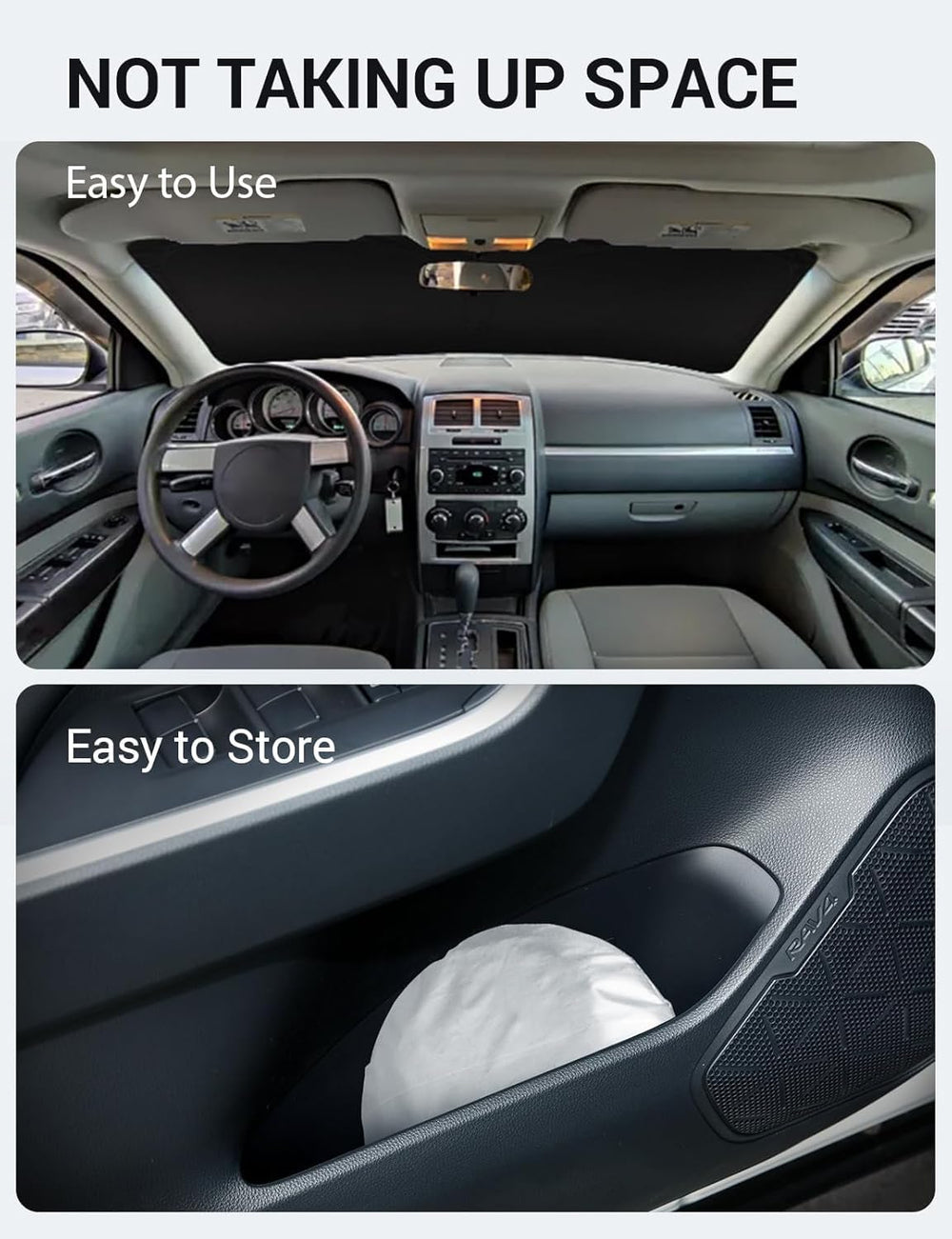 Proadsy 2025 Upgrade Windshield Sun Shade Custom Fit Dodge Charger 2006–2010 4-Layer Foldable Front Sunshade Protector Sun Visor Blocks UV Rays Keep Car Cooler