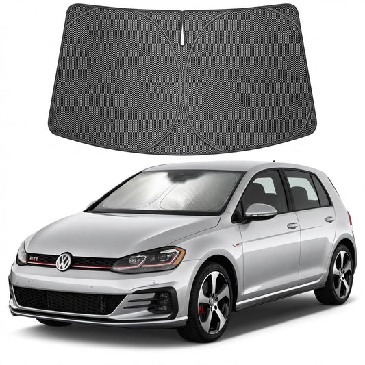 Proadsy Windshield Sun Shade Custom Fit Volkswagen Golf GTI 2022-2026 Ice Crystal Black Front Window Sunshade UV and Heat Blocker Foldable Visor Keeps Car Cooler for Summer Parking and Daily Use