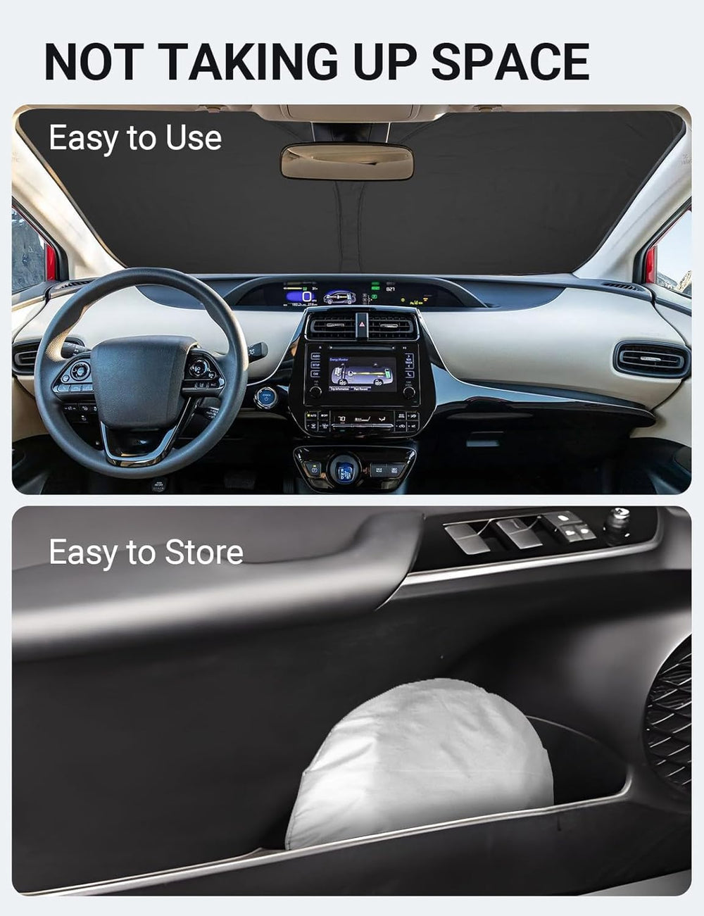 Proadsy 2025 Upgrade Windshield Sun Shade Custom Fit Toyota Prius 2016-2022 (NOT for Prius C or Prius V) 4-Layer Foldable Front Sunshade Protector Sun Visor Blocks UV Rays Keep Car Cooler