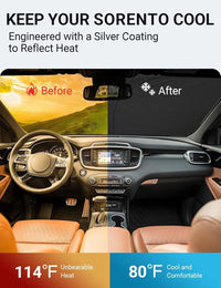 Custom American designed 2015-2020 Kia Sorento windshield sunshade, will not sag or collapse