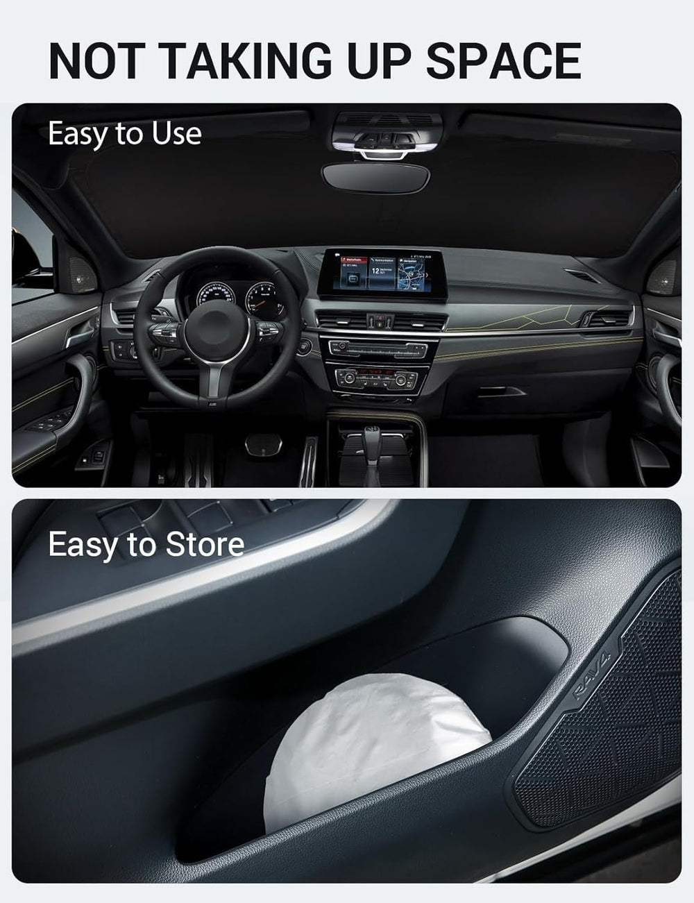 Proadsy 2025 Upgrade Windshield Sun Shade Custom Fit 2018-2023 BMW X2 F39 Foldable Front Sunshade Protector Sun Visor Blocks UV Rays Keep Car Cooler