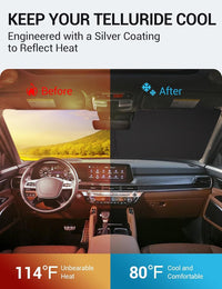 Custom American designed 2020-2025 Kia Telluride windshield sunshade, will not sag or collapse