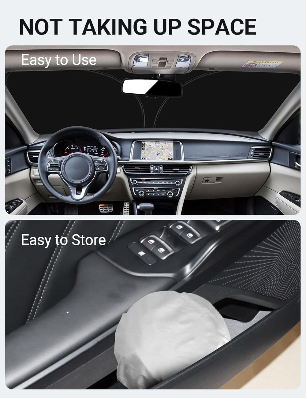 Proadsy 2025 Upgrade Windshield Sun Shade Custom Fit 2025 2024 2023 2022 2021 Kia K5, GT-Line, GT, Sedan 4-Layer Foldable Front Sunshade Protector Sun Visor Blocks UV Rays Keep Car Cooler