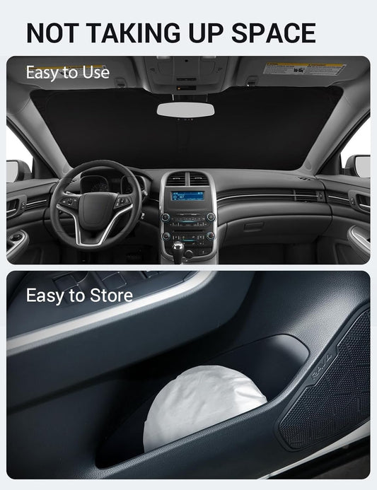 Proadsy 2026 Upgrade Windshield Sun Shade Custom Fit 2013-2015 Malibu Foldable Front Sunshade Protector Sun Visor Blocks UV Rays Keep Car Cooler