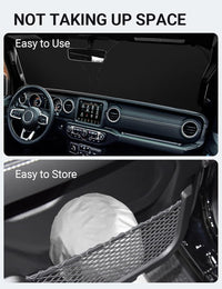 2018-2025 Jeep Wrangler JL JLU windshield sunshade detail view 9, custom fit front window sun shade