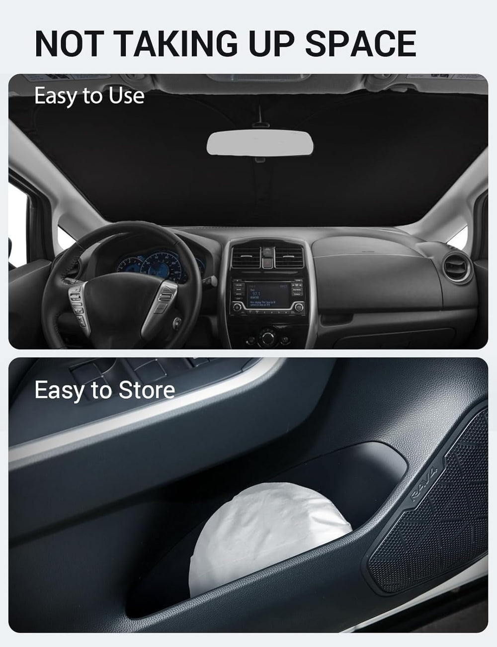Proadsy 2025 Upgrade Windshield Sun Shade Custom Fit 2012-2018 Nissan Versa Foldable Front Sunshade Protector Sun Visor Blocks UV Rays Keep Car Cooler