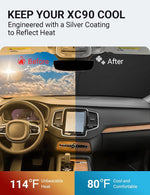 Proadsy 2026 Upgrade Windshield Sunshade Custom Fit 2016-2023 2025 Volvo XC90 Reflective Heat Sun UV Protector Foldable Front Window Shade Accessories