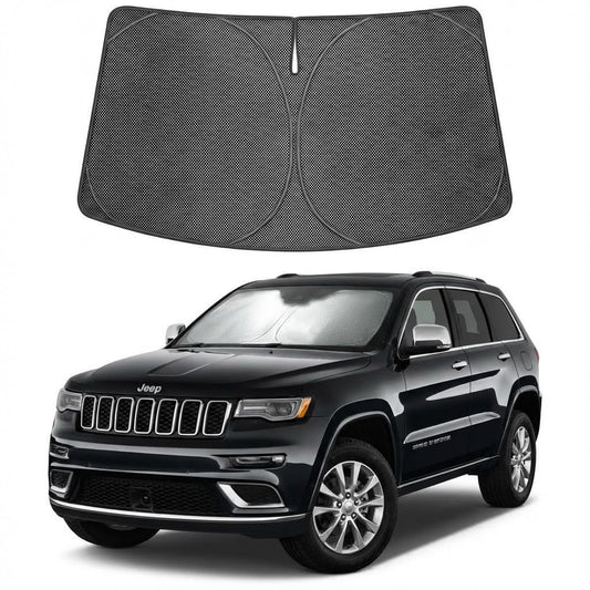 Proadsy Windshield Sun Shade Custom Fit Jeep Grand Cherokee 2014-2026 Ice Crystal Black Front Window Sunshade UV and Heat Blocker Foldable Visor Keeps Car Cooler for Summer Parking and Daily Use