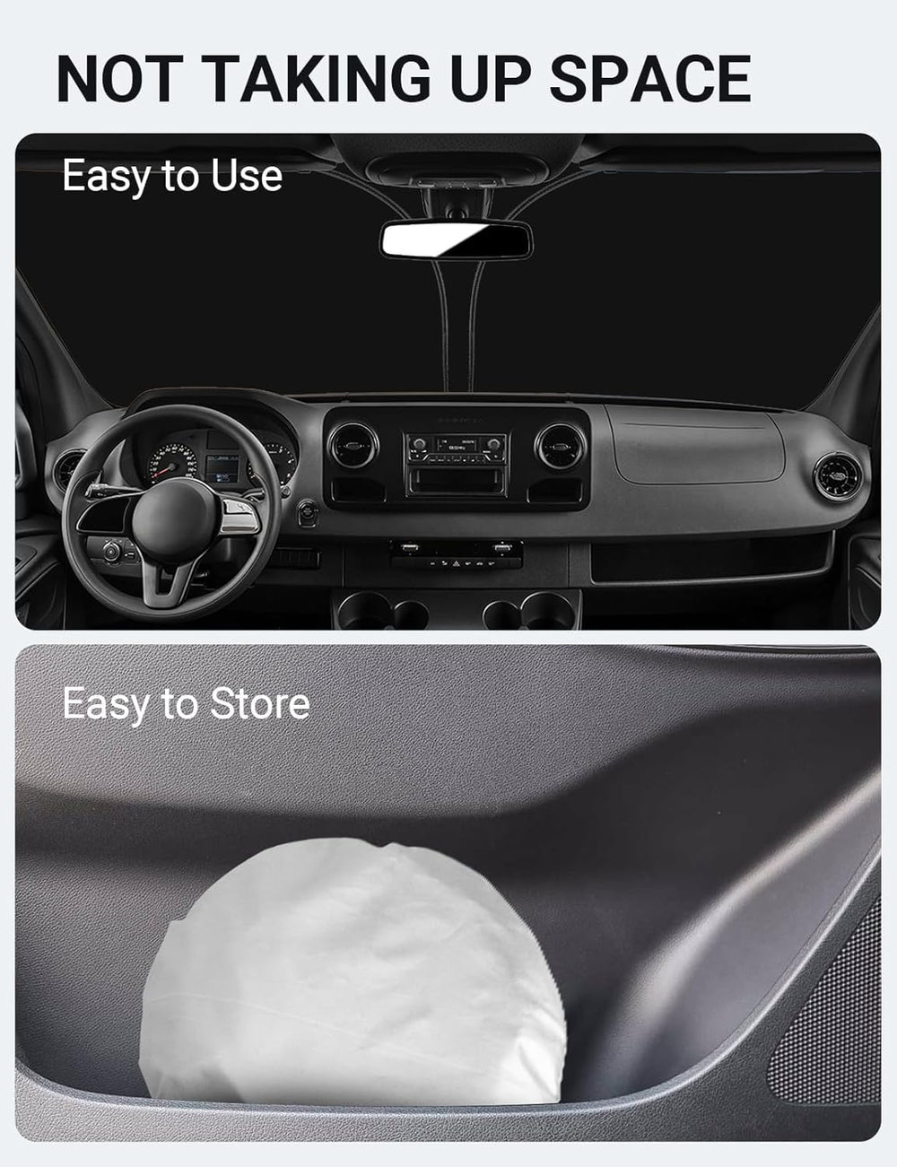 Proadsy 2025 Upgrade Windshield Sun Shade Custom Fit Sprinter, Freightliner Cargo Crew 2007-2025 4-Layer Foldable Front Sunshade Protector Sun Visor Blocks UV Rays Keep Car Cooler