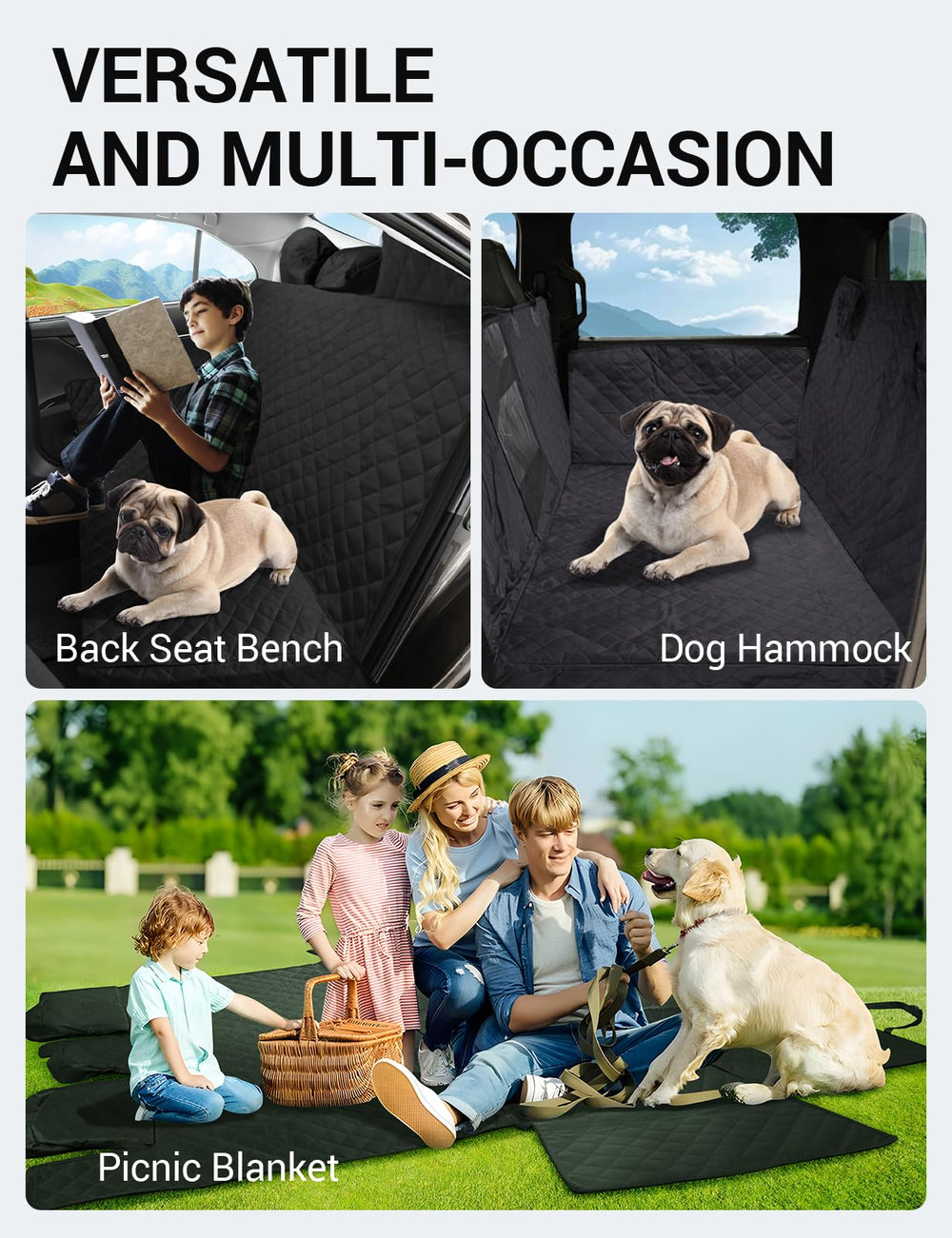 Proadsy for Ram 1500 Pickup 2019-2024 2025 Dog Car Seat Cover Extender Waterproof Scratch Proof Durable Black Back Seat Protector Pet Hammock