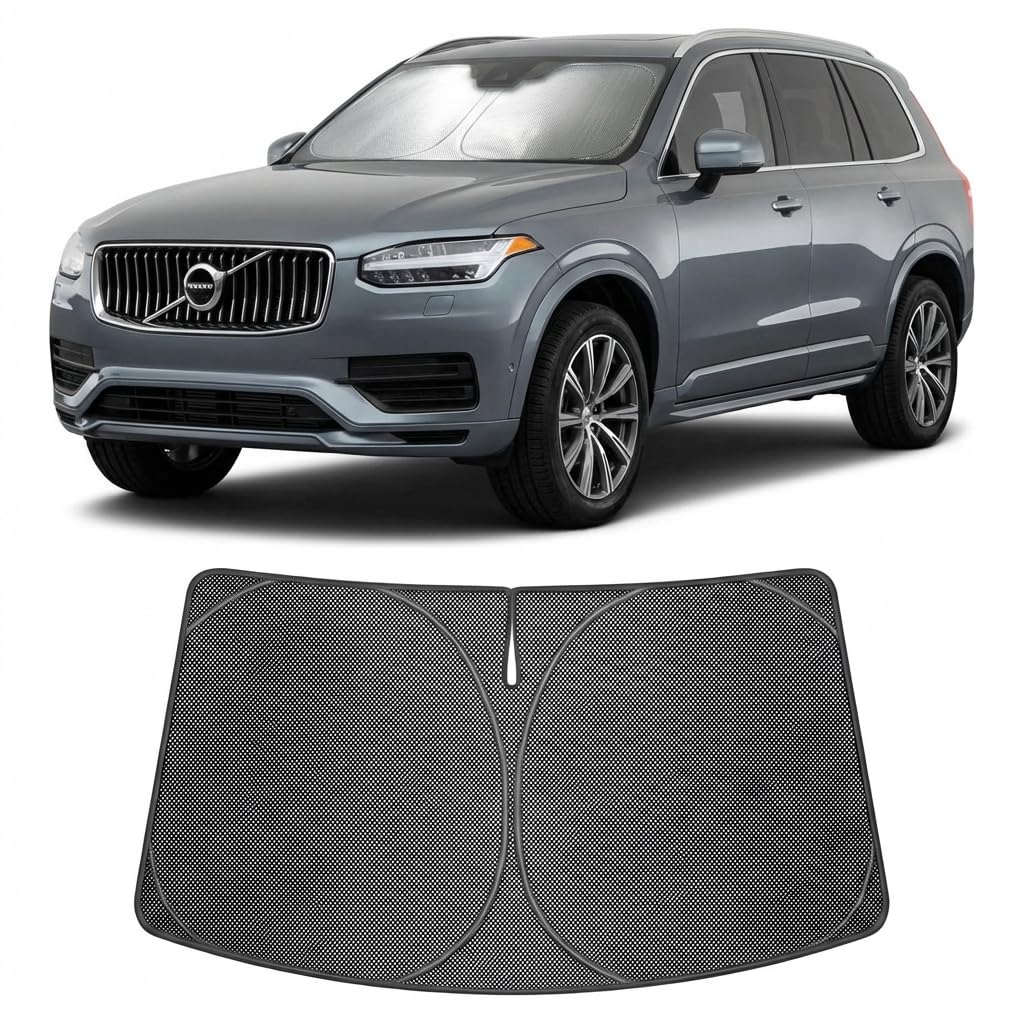 Proadsy Windshield Sun Shade Custom Fit Volvo XC90 2016-2026 Ice Crystal Black Front Window Sunshade UV and Heat Blocker Foldable Visor Keeps Car Cooler for Summer Parking and Daily Use