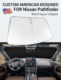 Custom American designed 2022-2026 Nissan Pathfinder windshield sunshade, will not sag or collapse