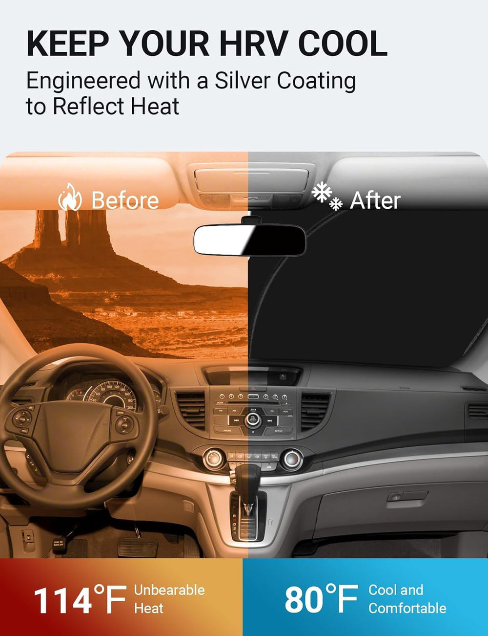 Proadsy 2025 Upgrade Windshield Sun Shade Custom Fit Honda HR-V 2015-2022 4-Layer Foldable Front Sunshade Protector Sun Visor Blocks UV Rays Keep Car Cooler