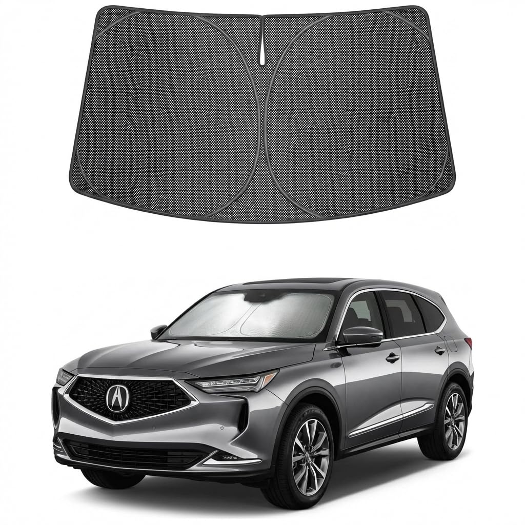 Proadsy Windshield Sun Shade Custom Fit MDX 2022-2026 Ice Crystal Black Front Window Sunshade UV and Heat Blocker Foldable Visor Keeps Car Cooler for Summer Parking and Daily Use