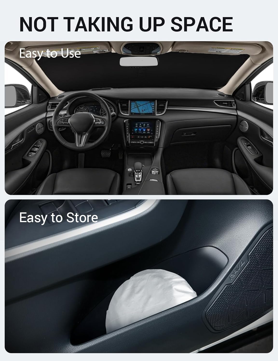 2019-2025 Infiniti QX50 & QX55 custom-fit sunshade - folded compact