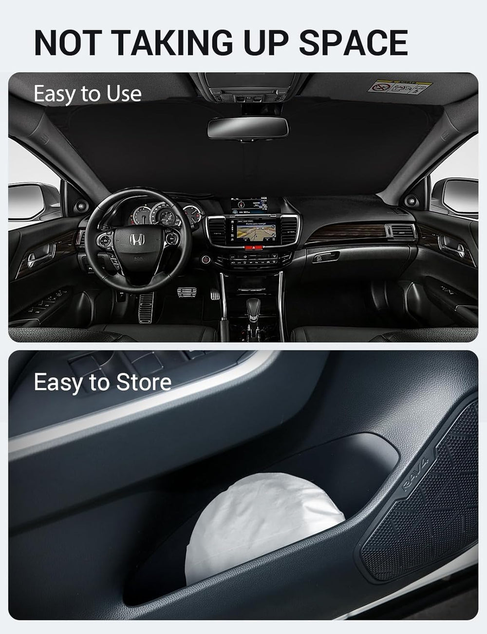 Proadsy 2025 Upgrade Windshield Sun Shade Custom Fit 2008-2012 Honda Accord Foldable Front Sunshade Protector Sun Visor Blocks UV Rays Keep Car Cooler
