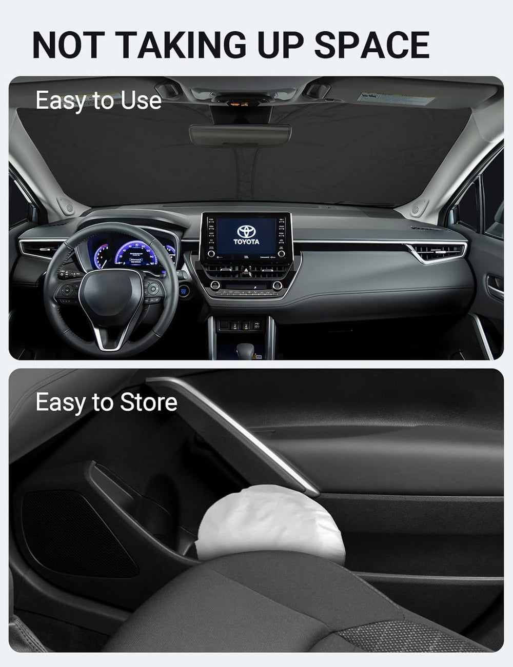 Proadsy 2026 Upgrade Windshield Sunshade Custom Fit 2022-2025 Corolla Cross (Not for Corolla) Reflective Heat Sun UV Protector Foldable Front Window Shade Accessories