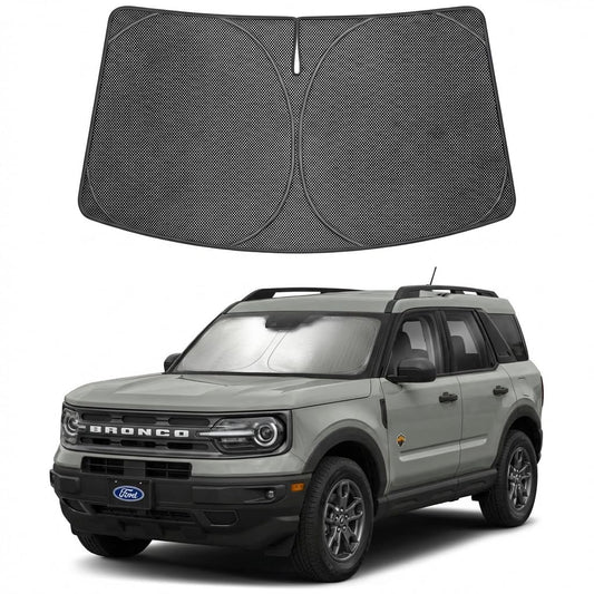 Proadsy Windshield Sun Shade Custom Fit Ford Bronco Sport 2021-2026 Ice Crystal Black Front Window Sunshade UV and Heat Blocker Foldable Visor Keeps Car Cooler for Summer Parking and Daily Use