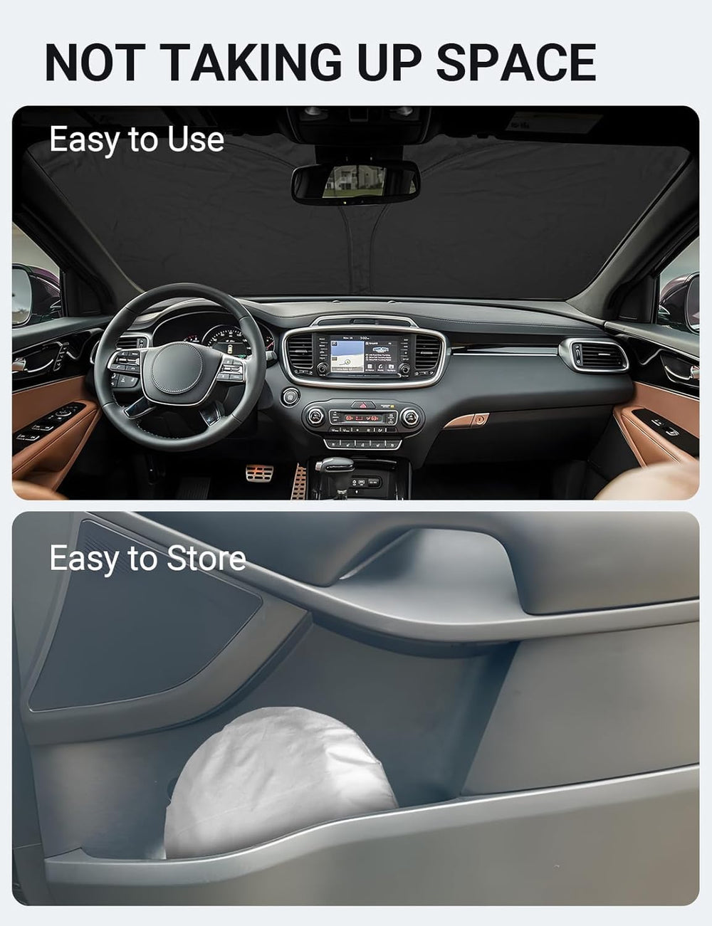 Proadsy 2025 Upgrade Windshield Sun Shade Custom Fit Kia Sorento 2015-2020 4-Layer Foldable Front Sunshade Protector Sun Visor Blocks UV Rays Keep Car Cooler Accessories