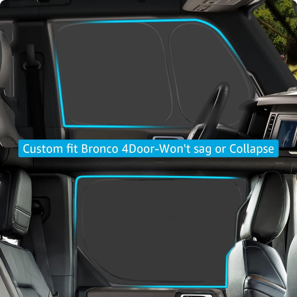 Proadsy Window Shades for Ford Bronco 4Door 2021-2024 2025 Side Windows for Baby/Camping Sun UV Rays and Privacy Protection Set of 4