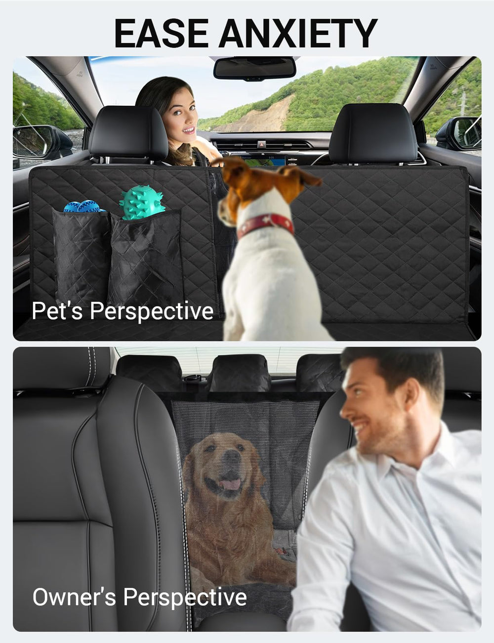 Proadsy 2025 Upgrade Dog Car Seat Cover Custom Fit 2018-2024 2025 Toyota Camry Back Seat Extender Waterproof Scratch Proof Durable Black Protector Pet Hammock