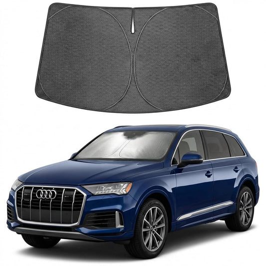 Proadsy Windshield Sun Shade Custom Fit Audi Q7 2016-2026 Ice Crystal Black Front Window Sunshade UV and Heat Blocker Foldable Visor Keeps Car Cooler for Summer Parking and Daily Use