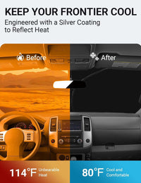 2005-2021 Nissan Frontier, 2Dr 4Dr KingCab CrewCab custom-fit sunshade - clearing mirror sensor