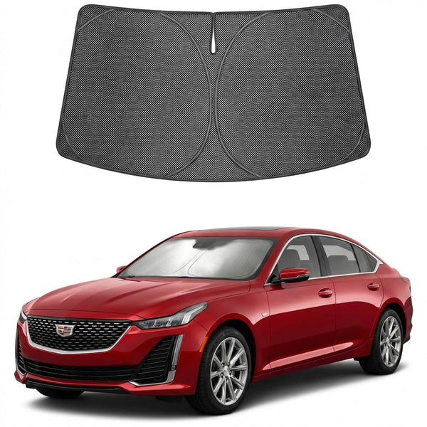 Proadsy Windshield Sun Shade Custom Fit Cadillac CT4 2020-2026 Ice Crystal Black Front Window Sunshade UV and Heat Blocker Foldable Visor Keeps Car Cooler for Summer Parking and Daily Use