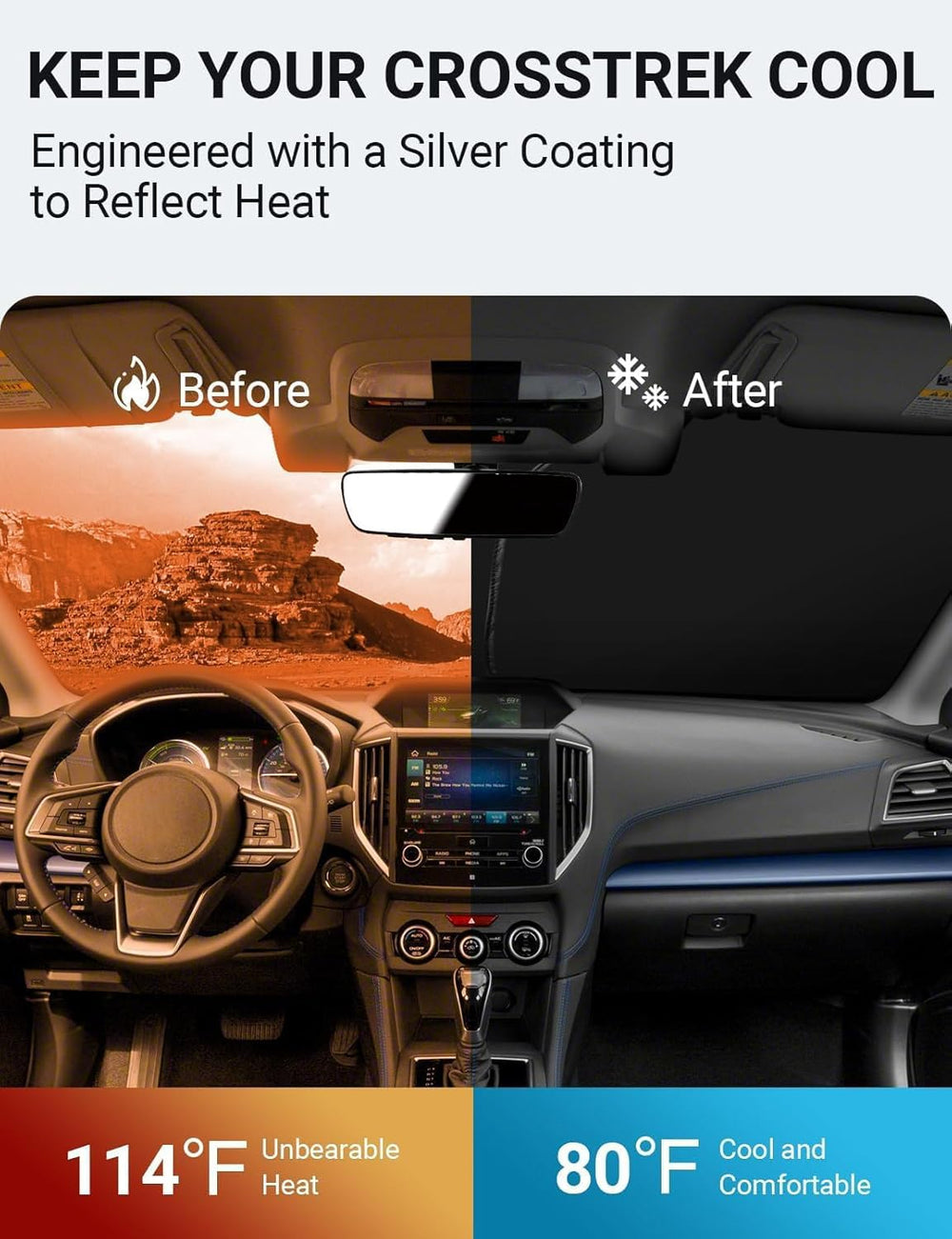 Proadsy for Subaru CrossTrek 2018-2025 2026 Windshield Sun Shade 4-Layer Foldable Front Sunshade Protector Sun Visor Blocks UV Rays Keep Car Cooler