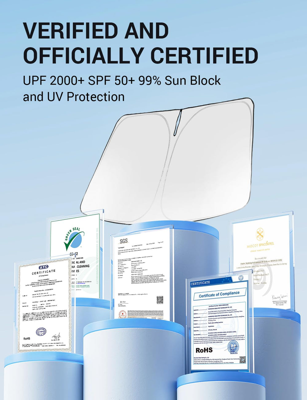 Proadsy 2026 Upgrade Windshield Sun Shade Custom Fit Chrysler Pacifica 2017-2025 2026 4-Layer Foldable Front Sunshade Protector Sun Visor Blocks UV Rays Keep Car Cooler Accessories