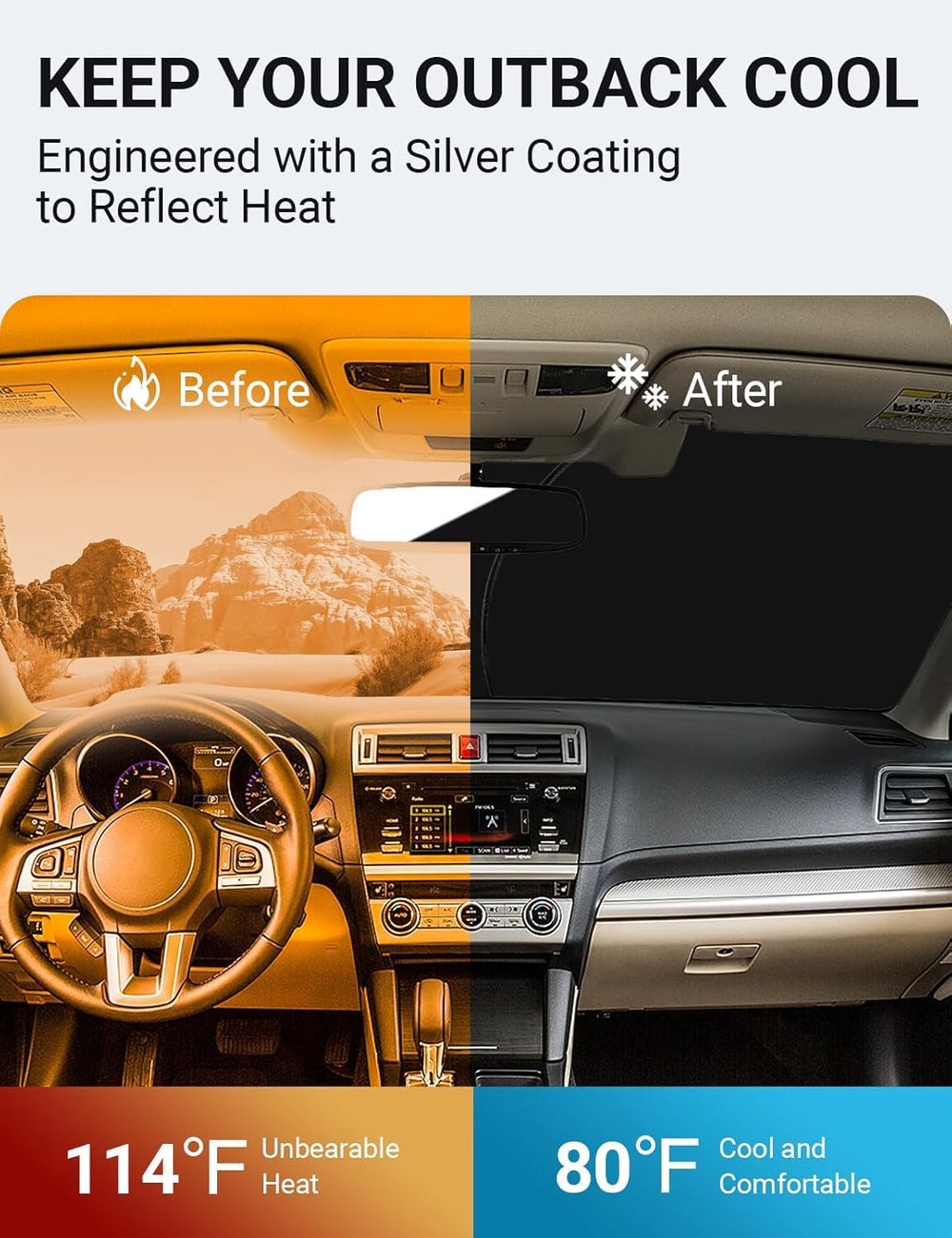 Proadsy 2025 Upgrade Windshield Sun Shade Custom Fit Subaru Outback 2015-2019 4-Layer Foldable Front Sunshade Protector Sun Visor Blocks UV Rays Keep Car Cooler