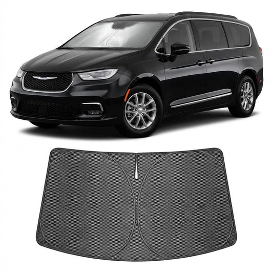 Proadsy Windshield Sun Shade Custom Fit Chrysler Pacifica Minivan 2017-2026 Ice Crystal Black Front Window Sunshade UV and Heat Blocker Foldable Visor Keeps Car Cooler for Summer Parking and Daily Use