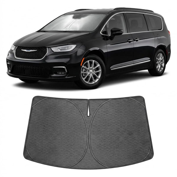 Proadsy Windshield Sun Shade Custom Fit Chrysler Pacifica Minivan 2017-2026 Ice Crystal Black Front Window Sunshade UV and Heat Blocker Foldable Visor Keeps Car Cooler for Summer Parking and Daily Use