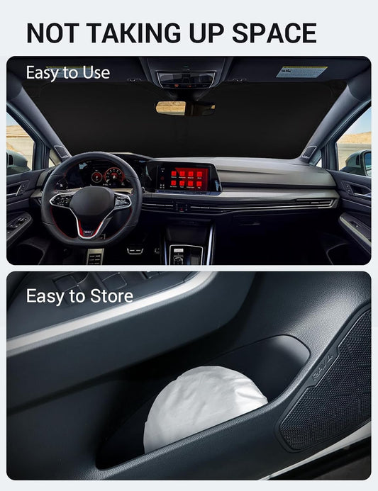 Proadsy Windshield Sun Shade for Volkswagen Golf GTI MK8 2022-2025 2026 4-Layer Foldable Front Sunshade Protector Sun Visor Blocks UV Rays Keep Car Cooler