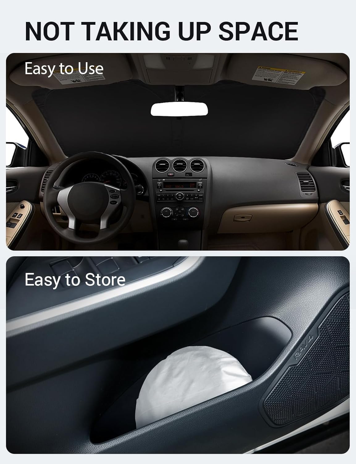 2007-2012 Nissan Altima custom-fit sunshade - folded compact