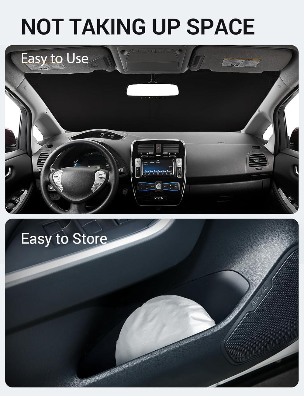 Proadsy 2025 Upgrade Windshield Sun Shade 4-Layer Custom Fit 2011-2017 Nissan Leaf Foldable Front Sunshade Protector Sun Visor Blocks UV Rays Keep Car Cooler
