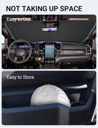 Proadsy 2026 Upgrade Windshield Sun Shade Custom Fit Dodge RAM 2500 3500 2010-2025 2026 4-Layer Foldable Front Sunshade Protector Sun Visor Blocks UV Rays Keep Car Cooler