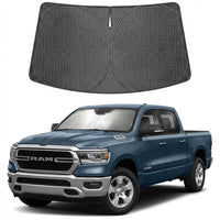 Proadsy Windshield Sun Shade Custom Fit RAM 1500 2019-2026 Ice Crystal Black Front Window Sunshade UV and Heat Blocker Foldable Visor Keeps Car Cooler for Summer Parking and Daily Use