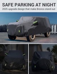 Proadsy Car Cover Compatible with Ford Bronco 2 Door 2021-2024 2025 2026 Windproof All Weather Waterproof Sun Rain UV Dust Snow Protection Outdoor Covers