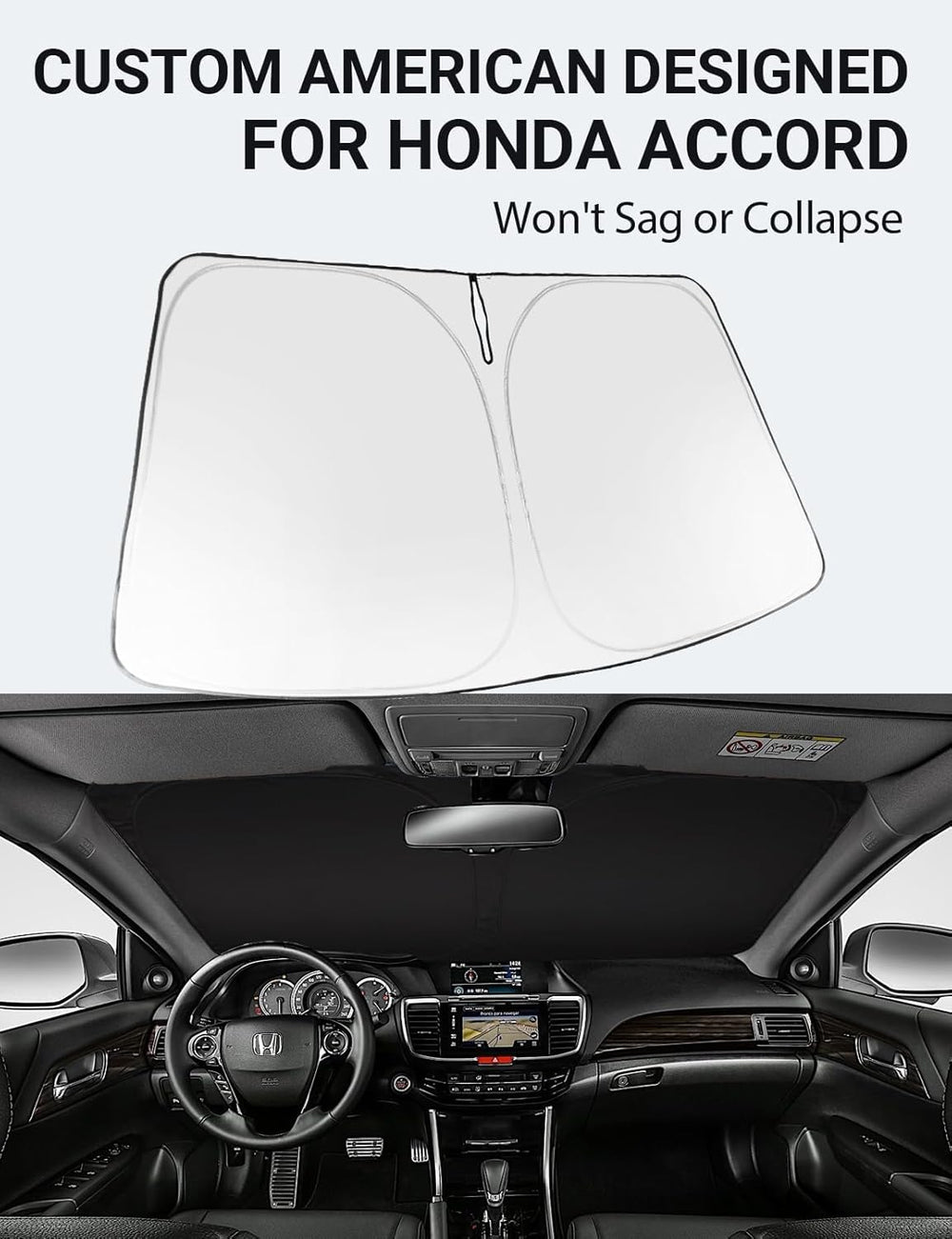 Proadsy 2025 Upgrade Windshield Sun Shade Custom Fit 2008-2012 Honda Accord Foldable Front Sunshade Protector Sun Visor Blocks UV Rays Keep Car Cooler