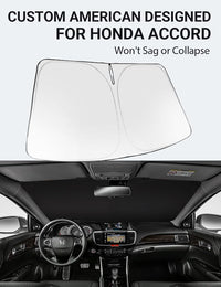 Proadsy 2026 Upgrade Windshield Sun Shade Custom Fit 2008-2012 Accord Foldable Front Sunshade Protector Sun Visor Blocks UV Rays Keep Car Cooler