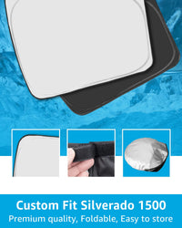 Proadsy 2024 Upgrade Windshield Sunshade Custom for Silverado 2019 2018 2017 2016 2015 2014 Block Sun & UV Foldable Front Window Car Shade Protector Prime Accessories