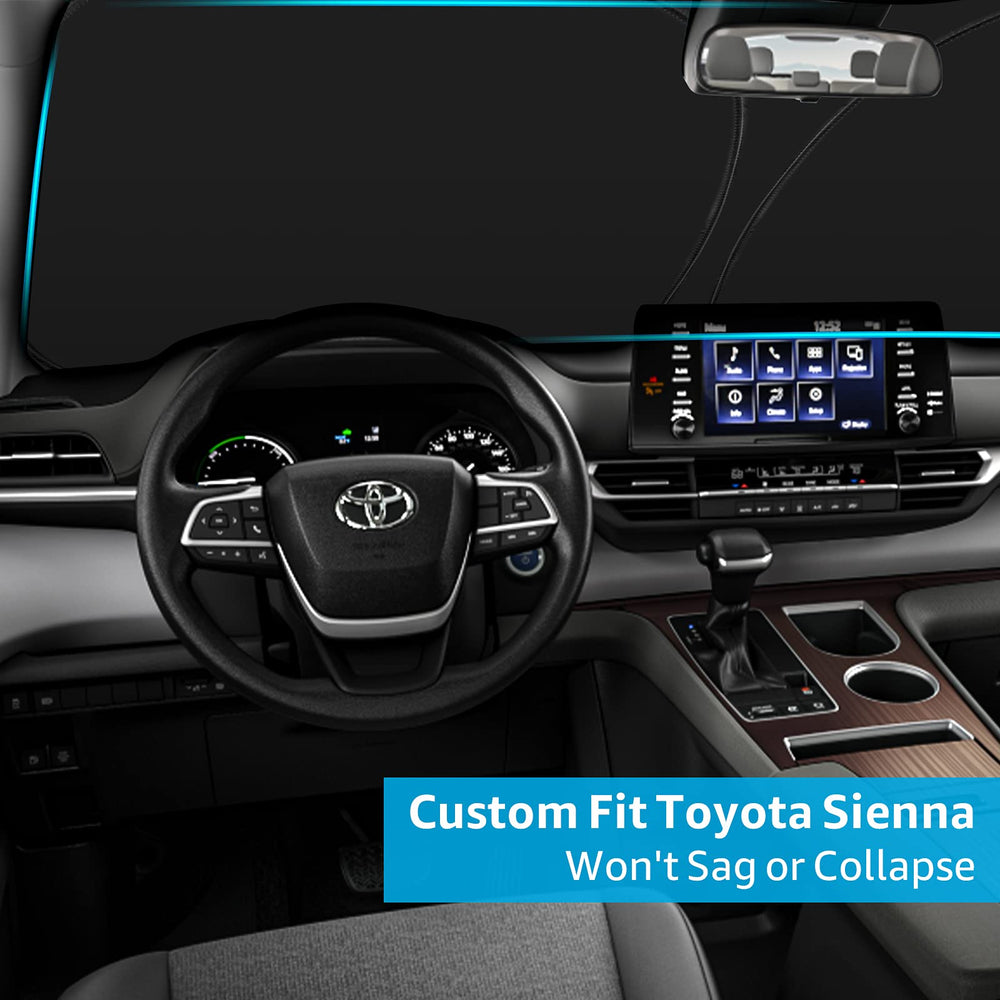 Proadsy Front Windshield Sun Shade Foldable Sunshade Protector Custom Fit 2021 2022 2023 2024 Toyota Sienna Mini Van Accessories 2023 Upgrade